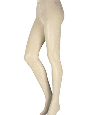 Women's 1 Pair Falke Shell Fragments Printed Sheer Tights Off White L