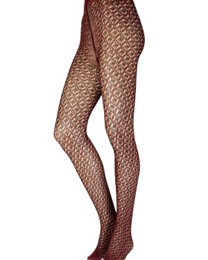 Women's 1 Pair Trasparenze Oak Tree Diamond Net Tights Burgundy Medium