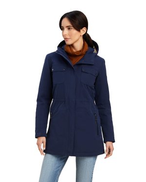 Women's Argentium Insulated Parka Jacket Long Sleeve in Navy, Size Large, by Ariat