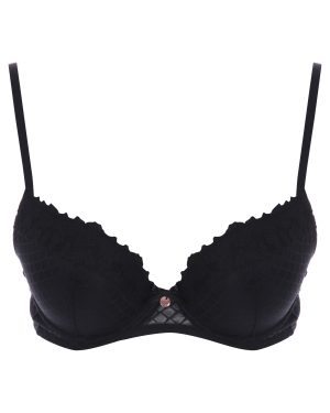 Womens Black Check Naomi Padded Push Up Bra (B-DD)