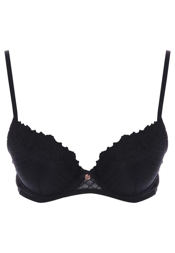 Womens Black Check Naomi Padded Push Up Bra (B-DD)