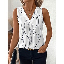 Women's Camisole Tank TopGraphic Polka Dot Stylish Casual Sleeveless V Neck Regular Tops Daily Print White Red Blue Green Beige Summer