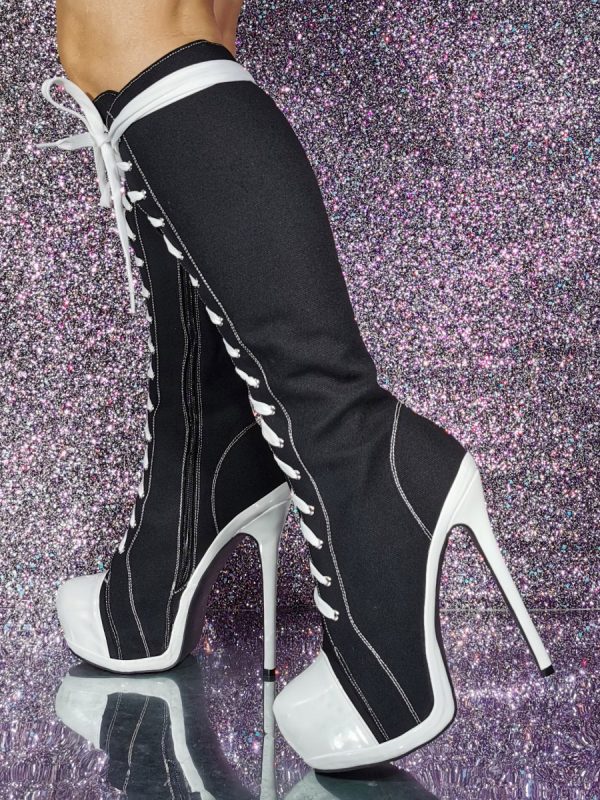 Women's Canvas Stiletto Heel Knee-High Boots
