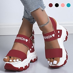 Women's Chunky Platform Sandals - Black and White Sporty Wedge Sandals with Adjustable Straps, Trendy Summer Shoes for Casual Outfits Streetwear