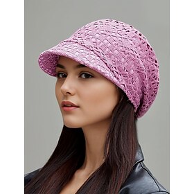 Women's Crochet Sun Hat with Lace Design Stylish Lightweight Hat for Summer Perfect for Outdoor Activities and Casual Wear