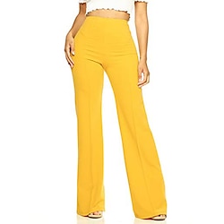 Women's Dress Pants Flared Pants Pants Trousers Elegant Stylish Work Full Length High Waist Solid Color Pocket High Cut Comfort Breathability Soft Micro-elastic Formal Office Work Black White Yellow
