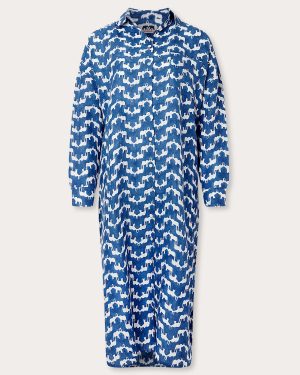 Women's Elephant Palace Blue Sapodilla Linen Shirt Dress