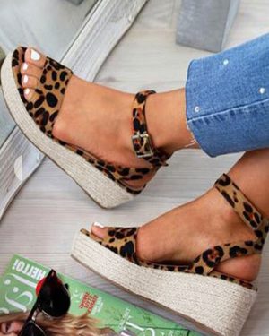 Women's Faux Leather Open Toe Flat Sandals