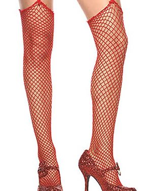 Womens Fishnet Stockings Red
