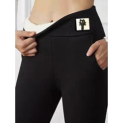 Women's Fleece Pants Tights Leggings Basic Casual Lounge Full Length High Waist Solid Color High Cut Thermal Warm High Elasticity Office Daily Lamb wool leggings (kitten) Fall Winter Skinny