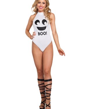 Women's Ghost Bodysuit Fancy Dress Costume
