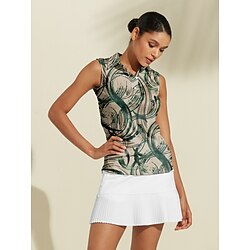 Women's Golf Polo Shirt Green Sleeveless Top Ladies Golf Attire Clothes Outfits Wear Apparel