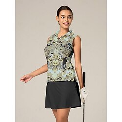 Women's Golf Polo Shirt Lake blue Mint Green Khaki Sleeveless Top Ladies Golf Attire Clothes Outfits Wear Apparel