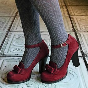 Women's Green Suede Mary Jane Heels with Bow Detail - Vintage-Inspired Platform Shoes for Special Occasions