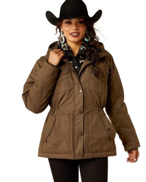 Women's Grizzly 2.0 Insulated Parka Jacket Long Sleeve in Banyan Bark, Size Large, by Ariat