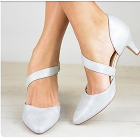 Women's Heels Pumps Dress Shoes Party Outdoor Daily Kitten Heel Pointed Toe Fashion Minimalism Faux Leather Ankle Strap Black White Blue