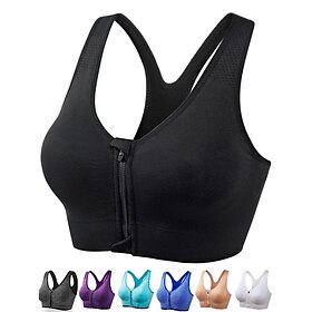 Women's High Support Sports Bra Running Bra Seamless Racerback Bra Top Padded Yoga Fitness Gym Workout Breathable Shockproof Freedom Light Khaki Black White So