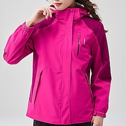 Women's Hiking Jacket Winter Outdoor Color Block Fleece Lining Windproof Water Resistant 3-in-1 Jacket Fleece Jackets Windbreaker Jacket Traveling Pink Light Purple Purple Orange Rose Red
