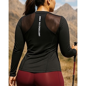 Women's Hiking Tee shirt Hiking Sweatshirt Hiking top Long Sleeve Crew Neck Tee Tshirt Top Outdoor Breathable Quick Dry Lightweight Elastic Slim Pullover Polye