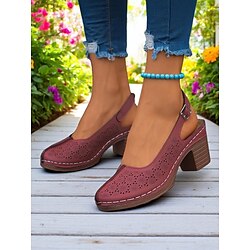 Women's Hollow-Out Slingback Sandals - Vintage Style Heeled Sandals for Weekend and Casual Outings