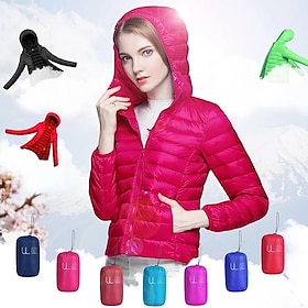 Women's Hoodie Jacket Hiking Down Jacket Duckdown Winter Outdoor Full Zip Hoodie Thermal Warm Packable Windproof Ultra Light (UL) Jacket Coat Top Camping Ski /