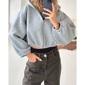 Women's Hoodie Outdoor Jacket Zipper Pocket Long Sleeve Jacket Athleisure Fall Thermal Warm Windproof Tennis Golf Running Sportswear Activewear Solid Colored B