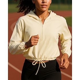 Women's Hoodie Running Top Running Shirt Quarter Zip Long Sleeve Top Waterproof Sun Protection Windproof Breathable Tennis Golf Running Sportswear Activewear S
