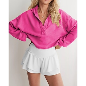 Women's Hoodie Track Top Short Long Sleeve Top Athleisure Fall Windproof Wick Moisture Tennis Golf Running Sportswear Activewear Solid Colored Apricot Black Fu