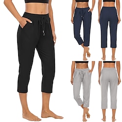 Women's Joggers Sweatpants Pocket Drawstring High Waist Capris Athletic Athleisure Breathable Quick Dry Moisture Wicking Yoga Fitness Gym Workout Sportswear Activewear Fashion Black Light Grey Dark