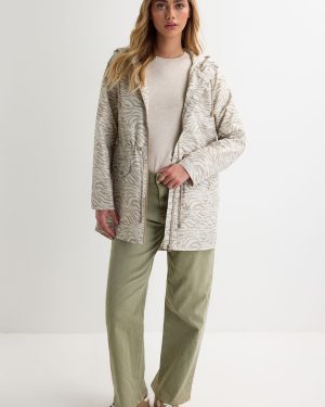 Womens Khaki Animal Print Glam Raincoat