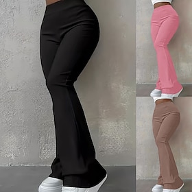 Women's Leggings Athleisure Full Length High Waist Plain Soft Comfortable Stretchy Yoga Black Pink Coffee Summer Spring Slim Fit
