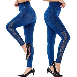 Women's Leggings Trousers 3D Print Chinos Vacation Vintage Streetwear Full Length High Waist Plain Printing Comfy Soft Comfortable Stretchy Outdoor Street Daily Blue Summer Skinny