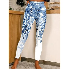 Women's Leggings Vacation Vintage Fashion Full Length High Waist Floral Graphic Gradient Printing Breathable Soft Stretchy Vacation Casual Daily Violet Robin's