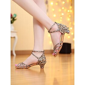Women's Leopard Print Strappy Dance Shoes with Low Kitten Heel - Stylish Dance Shoes for Ballroom and Latin Dance