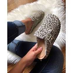 Women's Leopard and Cow Print Slip-On Clogs with Adjustable Buckle and Cork Sole - Casual and Stylish Shoes for Everyday Wear