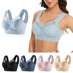 Women's Light Support Sports Bra Running Bra Open Back Cross Back Bra Top Padded Fitness Leisure Sports Running Breathable Lightweight Soft Black Pink Apricot Solid Colored