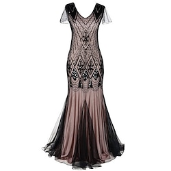 Women's Long Dress Maxi Dress Black Dress Lace Dress Vintage Dress Prom Dress Fashion Mature Elegant Dress Special Occasion Halloween Evening Party Regular Fit Plain Sleeveless V Neck Black Burgundy