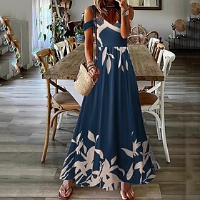 Women's Long Dress Maxi Dress Casual Dress Swing Dress Fashion Outdoor Party Holiday Regular Fit Ombre Sleeveless V Neck Blue Dark Blue Summer