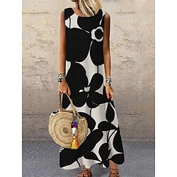 Women's Long Dress Maxi Dress Casual Dress Tank Dress Stylish Casual Vacation Daily Regular Fit Floral Sleeveless Crew Neck Black Blue Summer