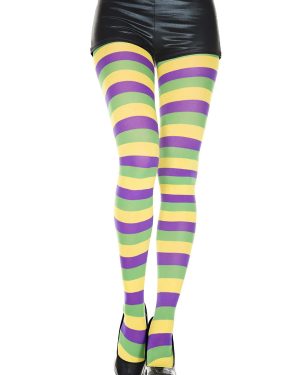 Women's Mardi Gras Striped Fancy Dress Costume Tights | Mardi Gras Accessories