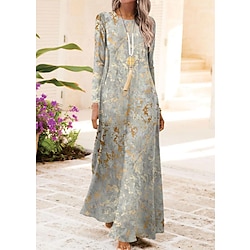 Women's Maxi Dress Swing Dress Shift Dress A Line Dress Fashion Streetwear Modern Outdoor Daily Date Regular Fit Tie Dye Long Sleeve Crew Neck Yellow Fall Winter