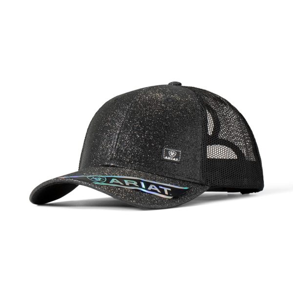 Women's Messy Bun Glitter Cap in Black, by Ariat