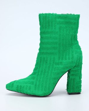 Women's Micro Suede Upper Pointed Toe Chunky Heel Ankle Boots