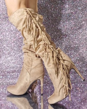Women's Micro Suede Upper Stiletto Heel Knee-High Boots