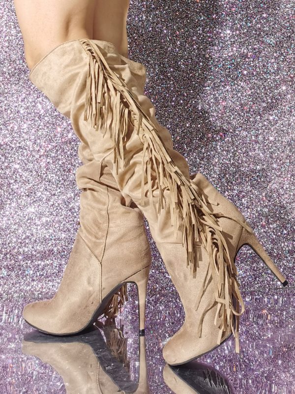 Women's Micro Suede Upper Stiletto Heel Knee-High Boots