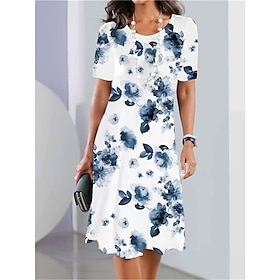Women's Midi Dress Casual Dress T Shirt Dress Tee Dress Shift Dress Summer Dress Elegant Stylish Formal Vacation Work Casual Regular Fit Floral Short Sleeve Cr
