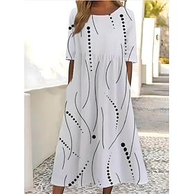 Women's Midi Dress T Shirt Dress Tee Dress Sundress A Line Dress Summer Dress Vacation Casual Birthday Daily Tea Party Regular Fit Ombre Floral Graphic Short S