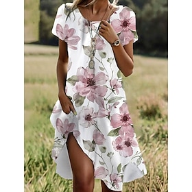 Women's Mini Dress A Line DressCasual Dress T Shirt Dress Tee Dress Sundress Stylish Casual Vacation Casual Daily Regular Fit Floral Graphic Short Sleeve Crew