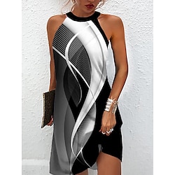 Women's Mini Dress Petite Dress Petite Dress Sundress Summer Dress Halter Neck Dress Active Fashion Streetwear Outdoor Vacation Daily Regular Fit Ombre Color Block Marble Sleeveless Halter