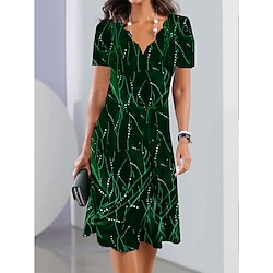 Women's Mini Dress Petite Dress Sundress A Line Dress Summer Dress Vintage Fashion Streetwear Outdoor Vacation Wedding Guest Loose Fit Short Sleeve Sweetheart Black Wine Dark Green Summer